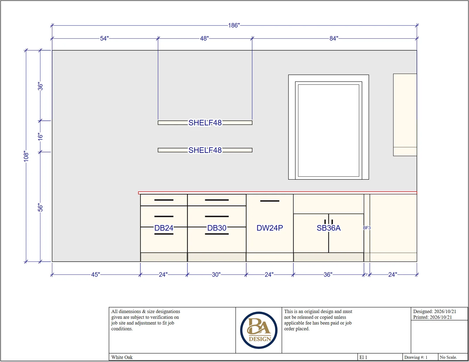 Sink wall elevation