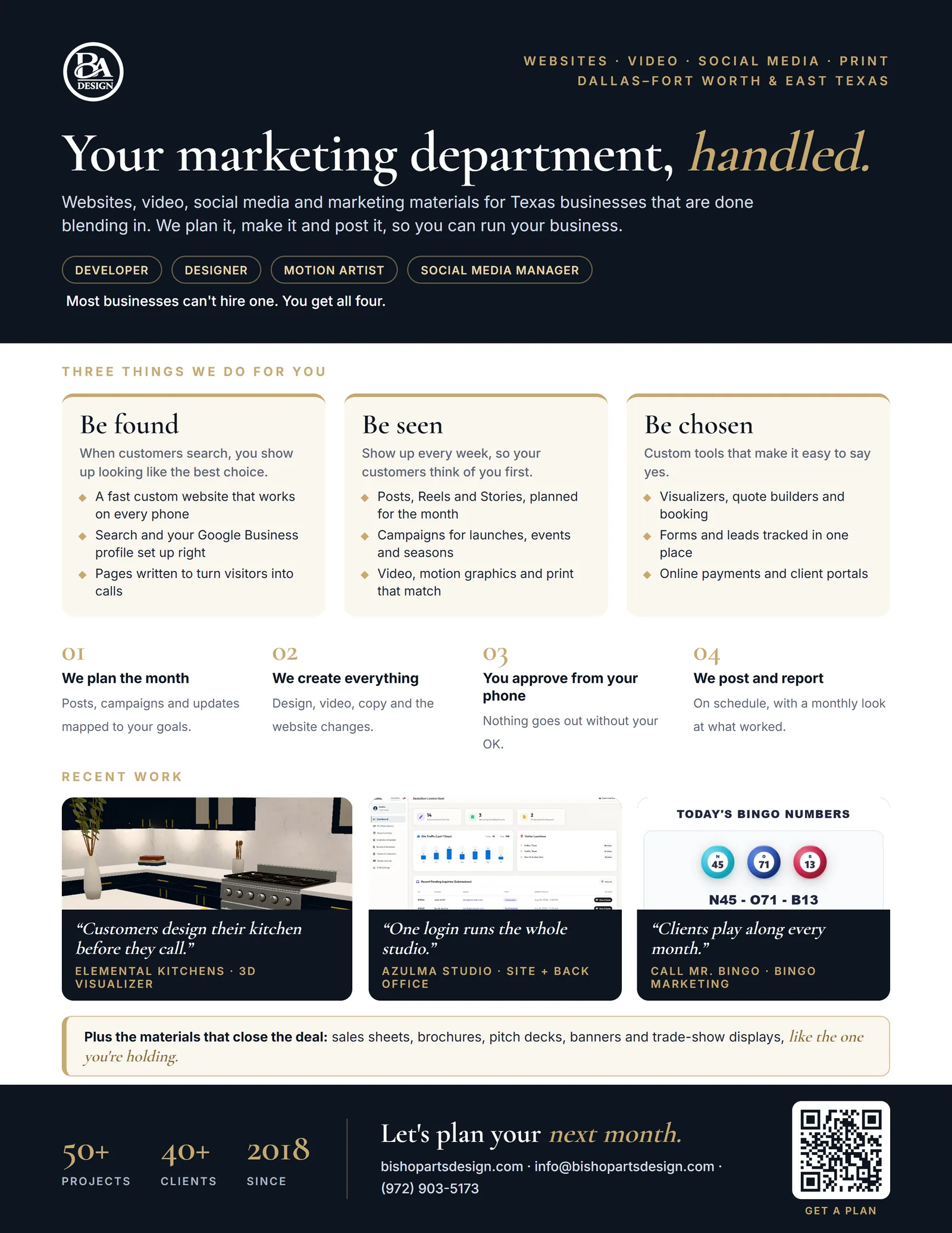 Bishop Arts Design sales sheet