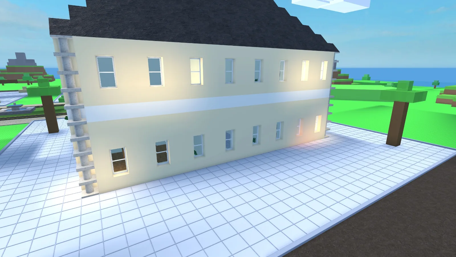 Mansion rebuilt the next morning