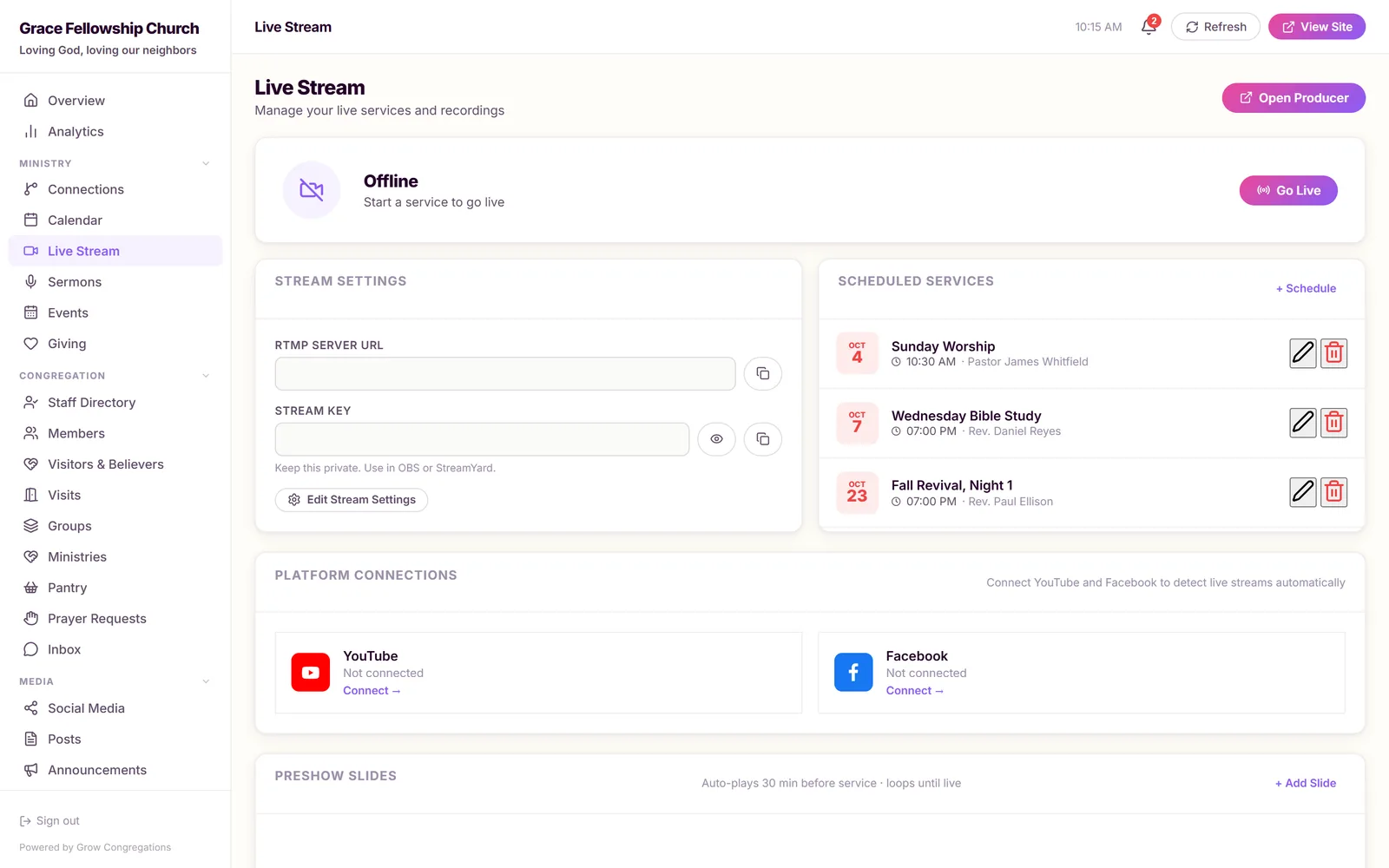 Live stream control
