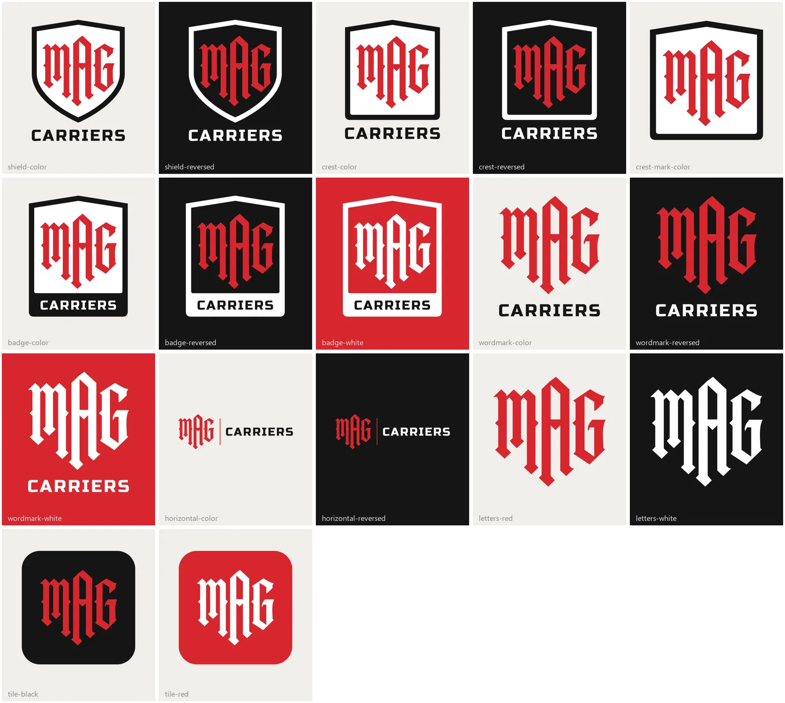 MAG Carriers shield logo system
