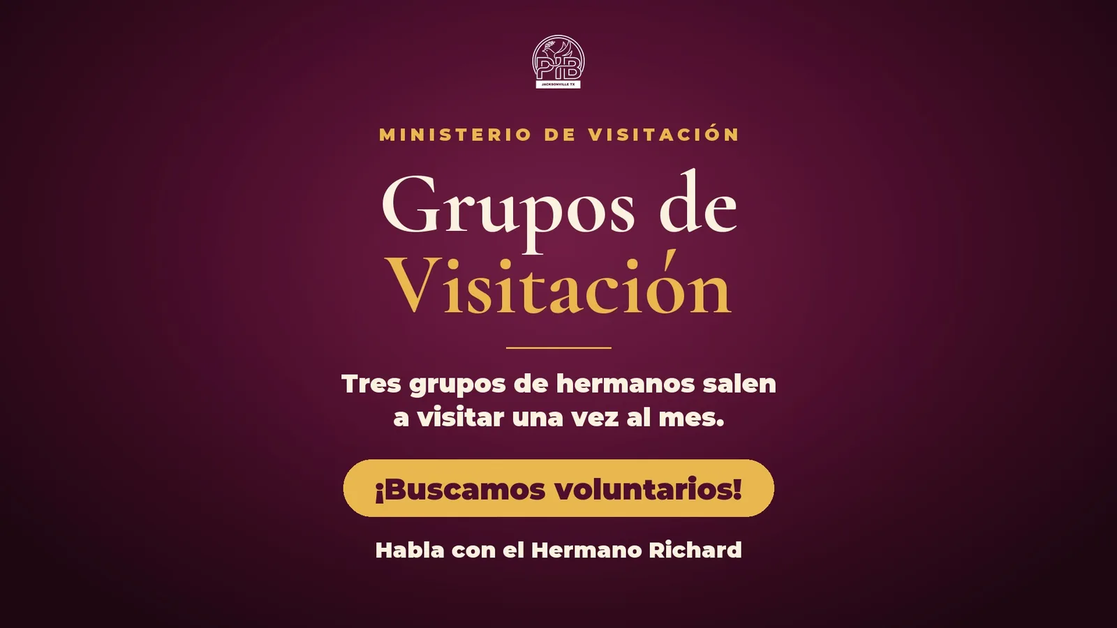 Grupos de Visitación announcement slide