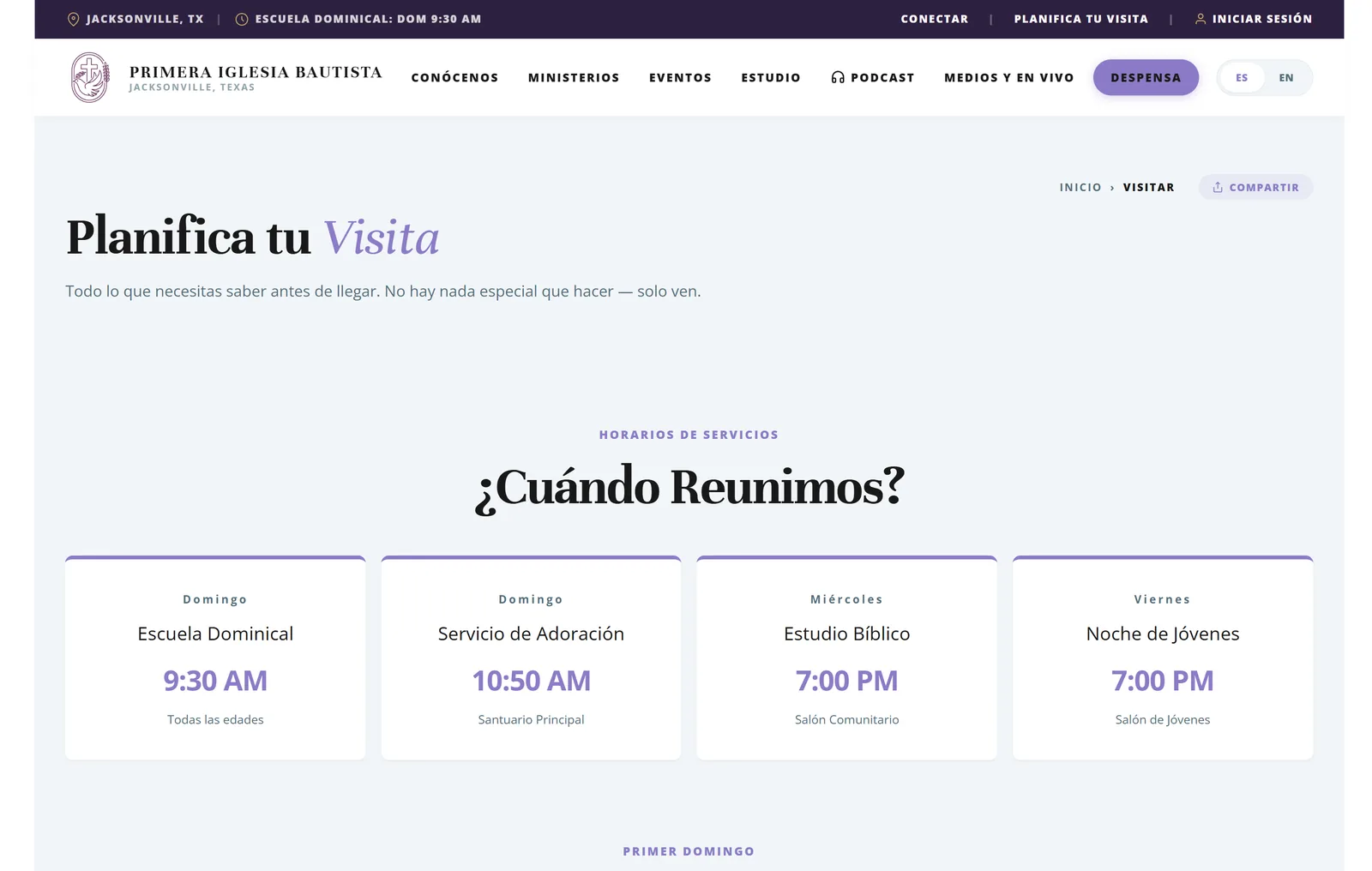 Plan your visit page